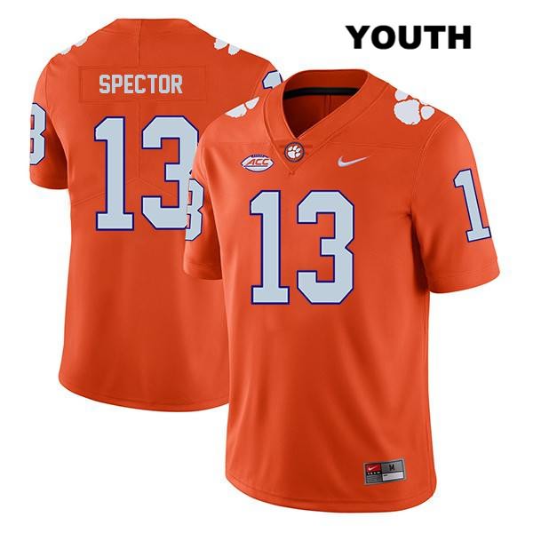 Youth Clemson Tigers #13 Brannon Spector Stitched Orange Legend Authentic Nike NCAA College Football Jersey NAL4446HA